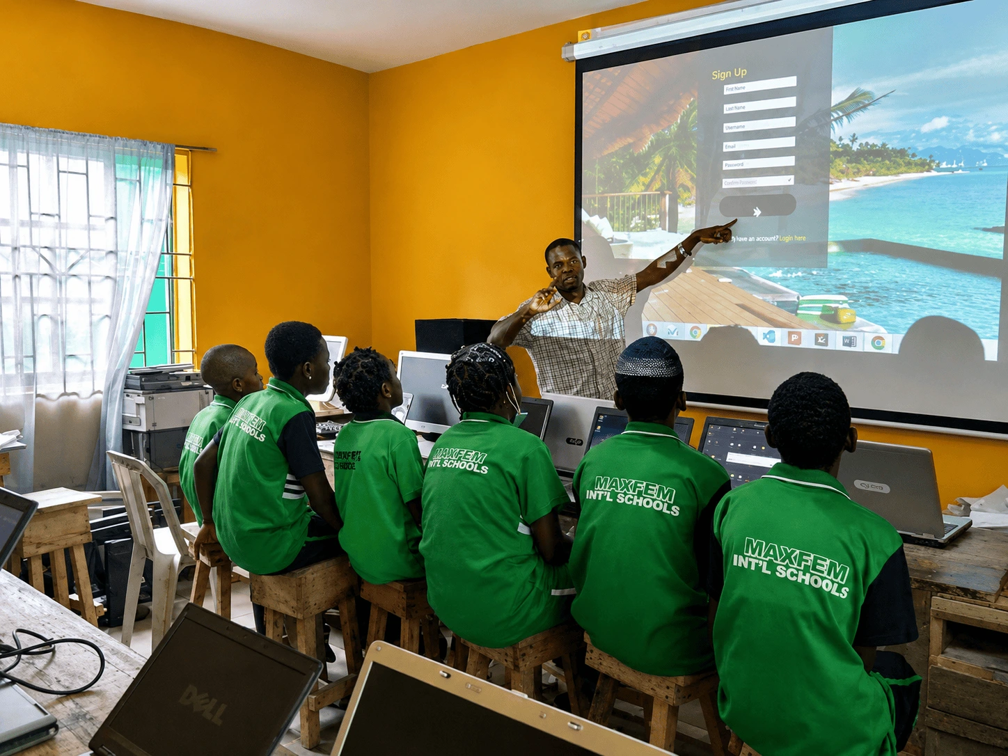 Students learning in a modern classroom at Maxfem International School